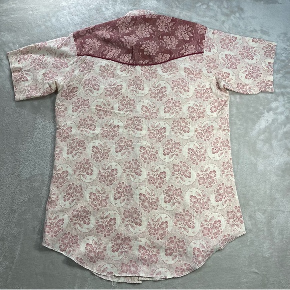 Vintage Tem Tex Floral Rockabilly Western Flair Pearl Snap Button Shirt USA Made - Picture 4 of 9